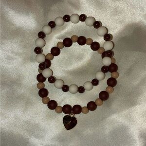 Chic Beaded Bracelet Set with Heart Charm